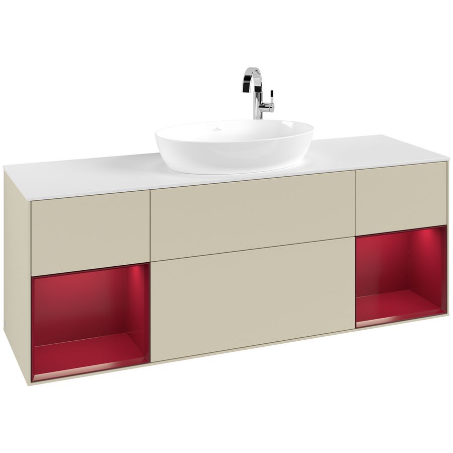 Wastafelonderkast Finion 1600x603x501mm S.Grey Matt Lacquer F981HBHJ