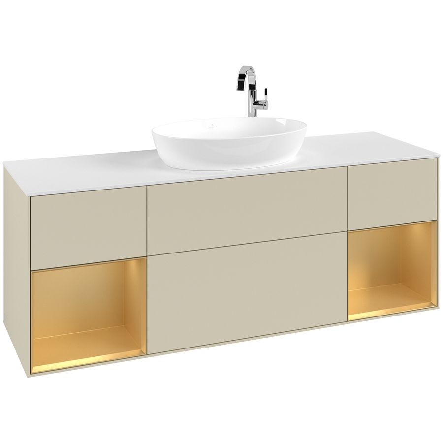 Wastafelonderkast Finion 1600x603x501mm S.Grey Matt Lacquer F981HFHJ