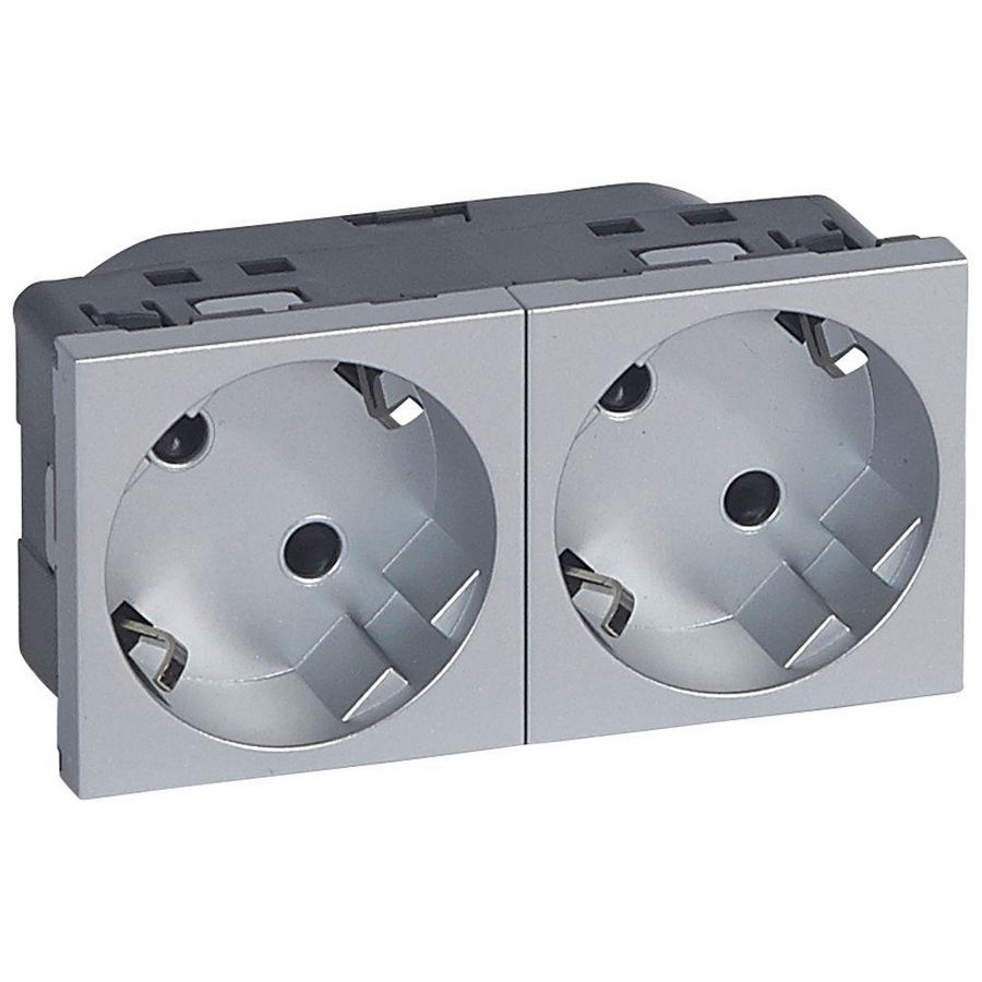 Wandcontactdoos 2v kv 45gr.steek 4 modulen ALU Mosaic