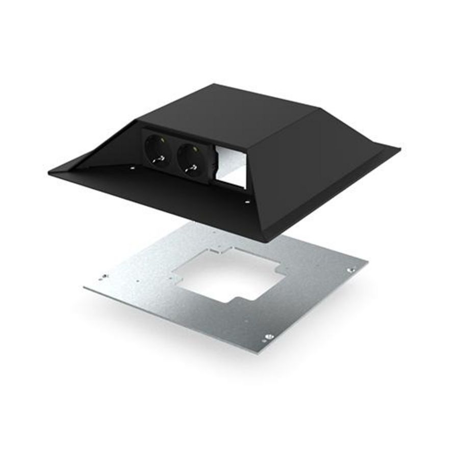 Opvoerzuil zwart 6v 4x wandcontactdoos + 2x M45 adapter vloercontactdoos