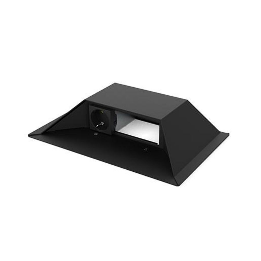 Opvoerzuil zwart 3-voudig 1x wandcontactdoos + 2x M45 leeg