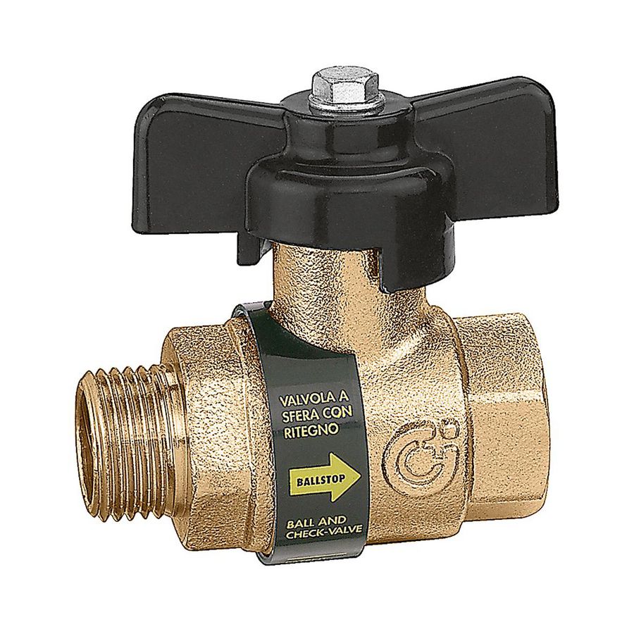 kogelafsluiter met ingeb. keerklep 1/2"bn.1/2"bt. sanitair