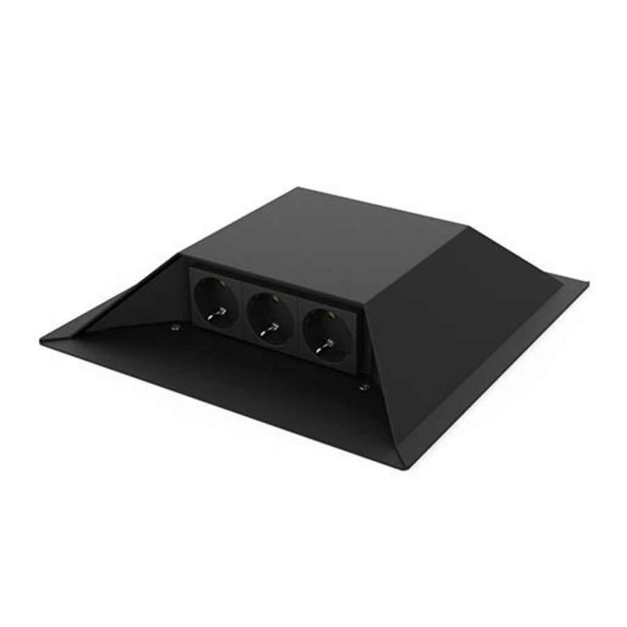 Opvoerzuil zwart 6-voudig 6x wandcontactdoos