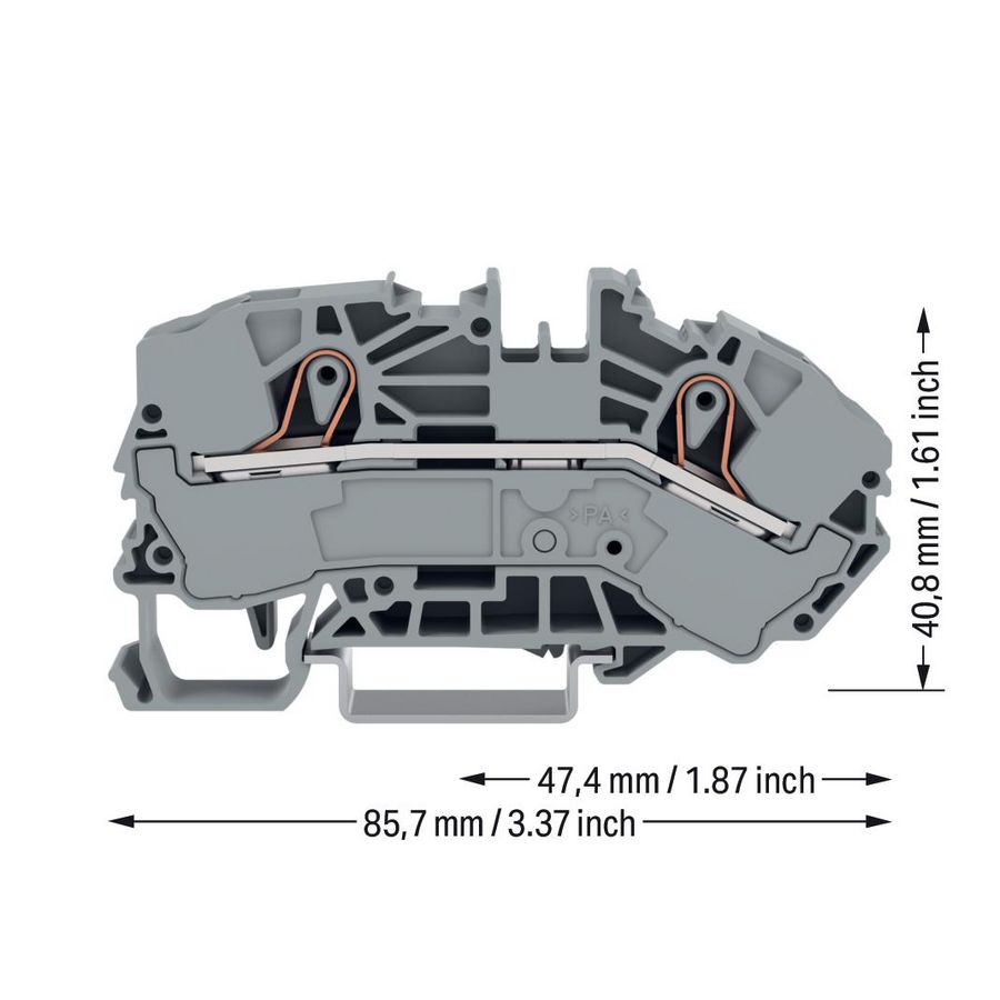 2-draads voedingsklem verd. 16mm² mark.zijkant 7601 VVE=20