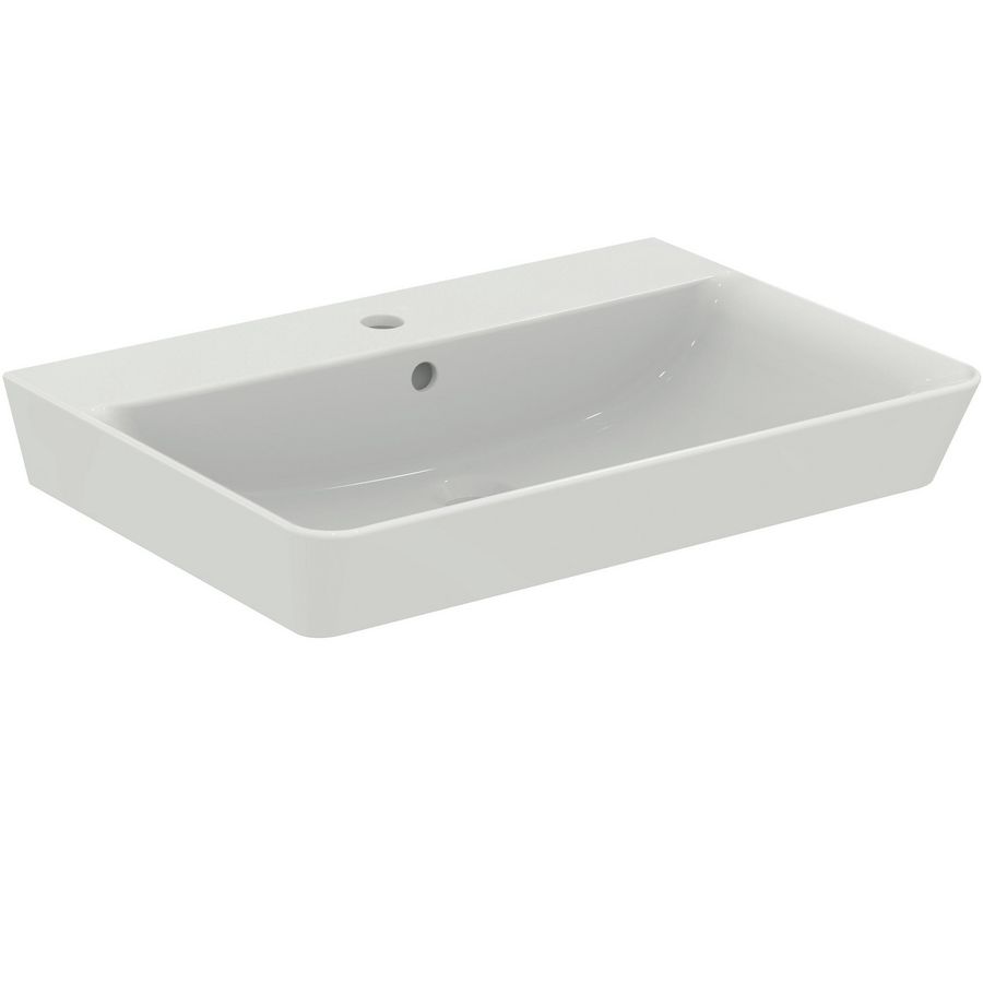 Connect air cube wastafel 650x460mm wit Ideal Plus met kraangat overloop