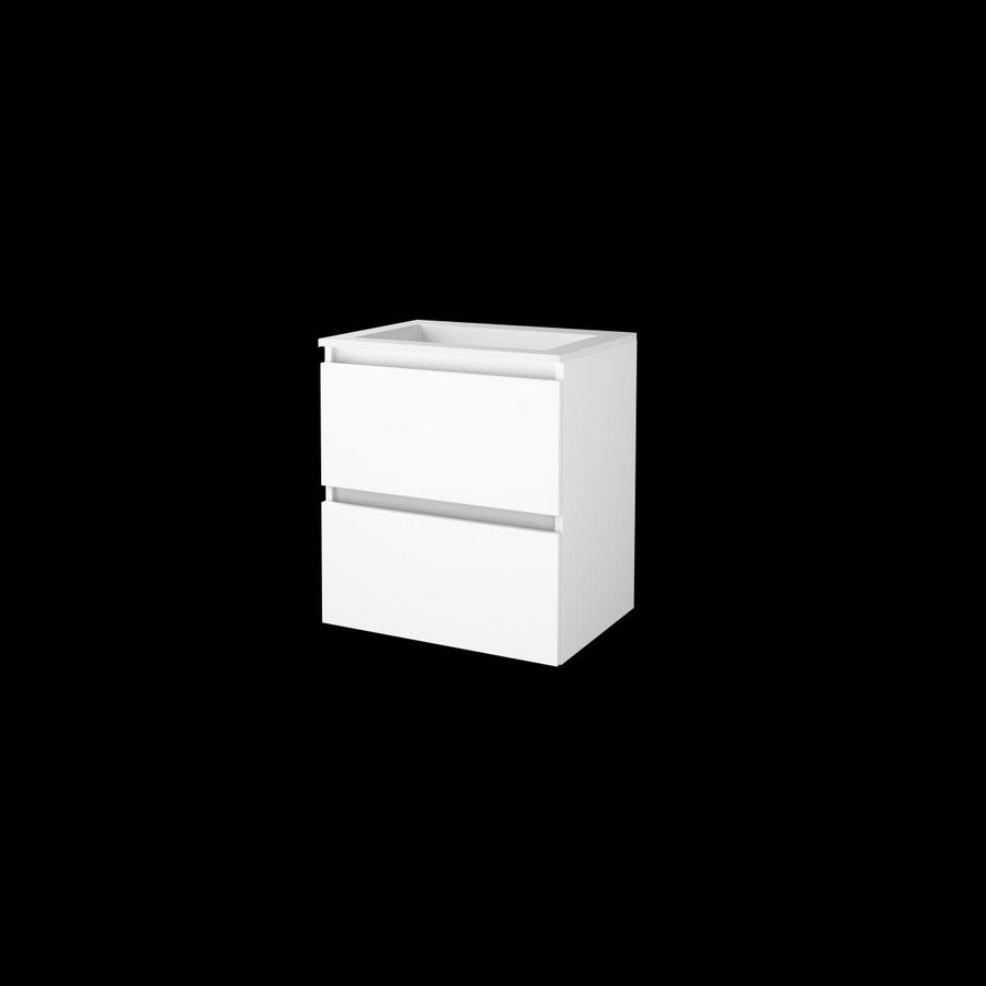 Set START-46 onderkast ice white 60cm greeploos 2x la acryl wastafel z/ kraangat (S46GL60A0IW)