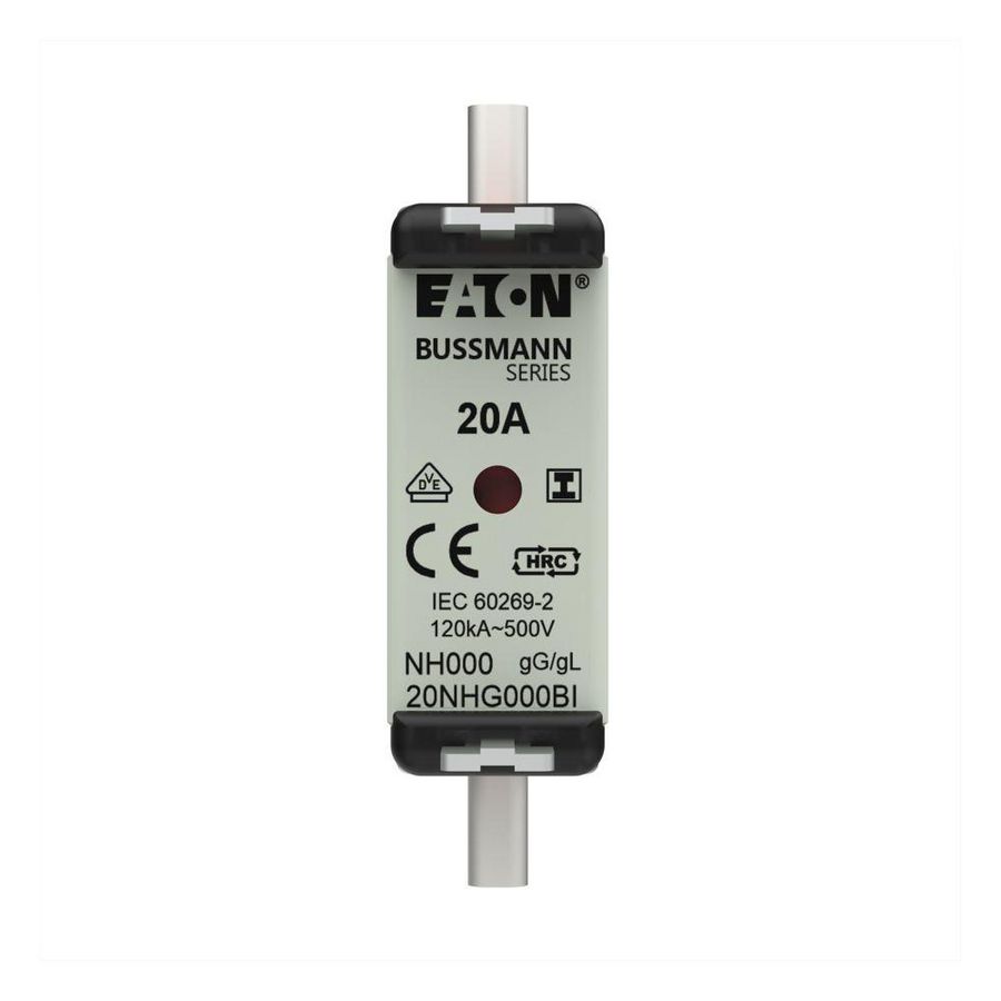 Zekering laagsp. 20A AC 500V NH000 gL/gG dubbele mel VVE=3