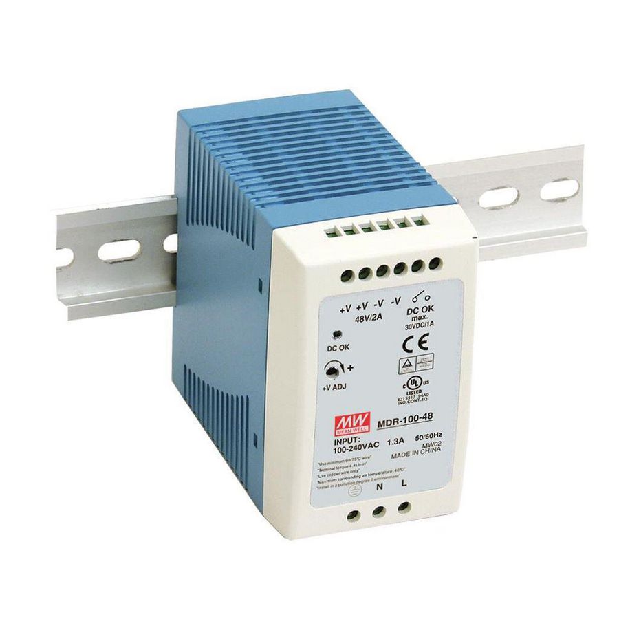 AC-DC Ind. DIN rail voeding 24Vdc 4A plastic behuizing