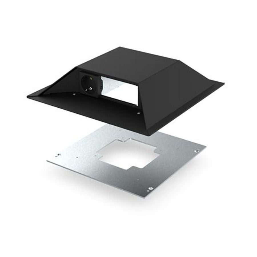 Opvoerzuil zwart 6v 2x wandcontactdoos + 4x M45 adapter vloerd.