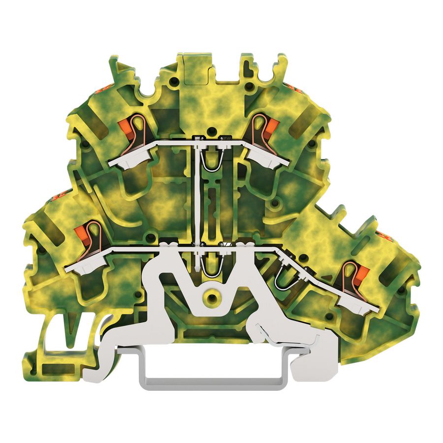 2-etageklem 4-draads aardklem Met drukknop groen-geel VVE=50