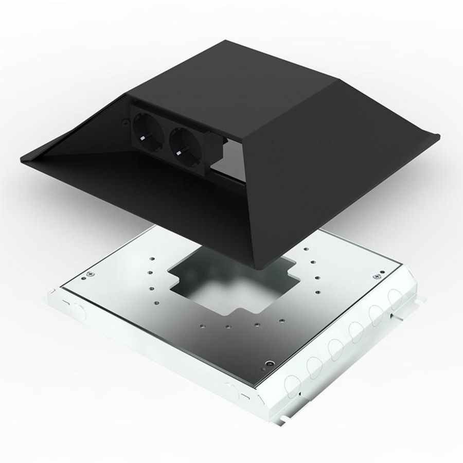 Opvoerzuil zwart 6v 4xwandcontactdoos+ 2xM45 incl. 32mm instortvloercd
