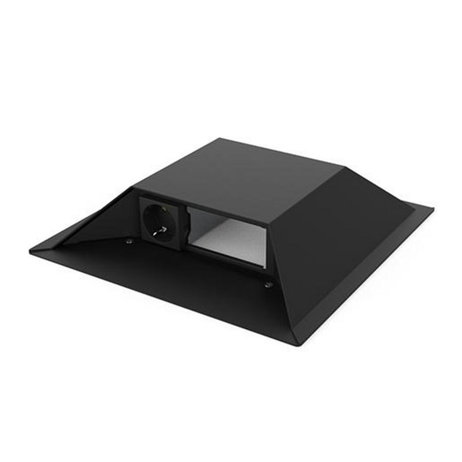 Opvoerzuil zwart 6-voudig 2x wandcontactdoos + 4x M45 leeg