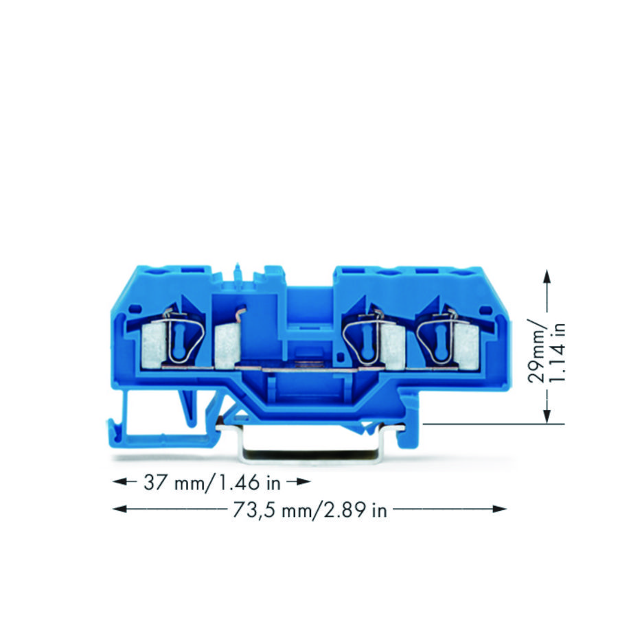 3-draads rijgklem 4mm² Ex i blauw 281-684 VVE=50