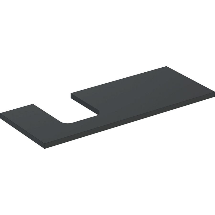 Wastafelblad voor opzetwastafel 120cm lava mat uitsparing afgerond links ONE