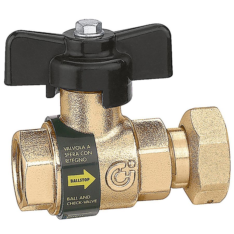 kogelafsluiter met ingeb. keerklep 3/4"bn.3/4"bt. sanitair