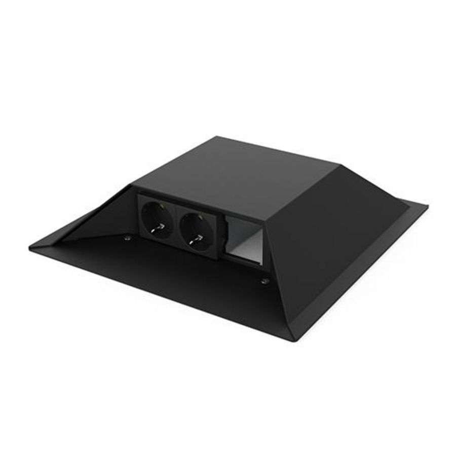 Opvoerzuil zwart 6-voudig 4x wandcontactdoos + 2x M45 leeg