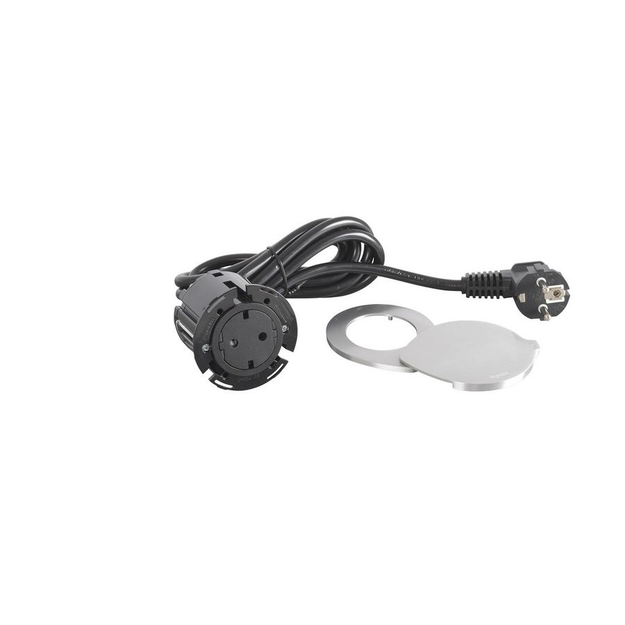 Wandcontactdoos Deksel ALU+ stekker+snoer L2m. Disq60