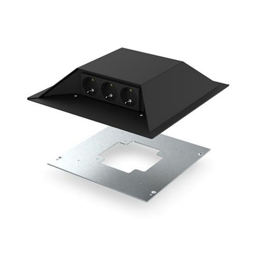 Opvoerzuil zwart 6-voudig 6x wandcontactdoos adapter vloercontactdoos