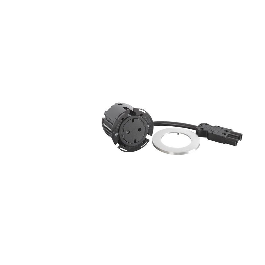 Wandcontactdoos ALU + stekker +snoer L0,5m. Disq60