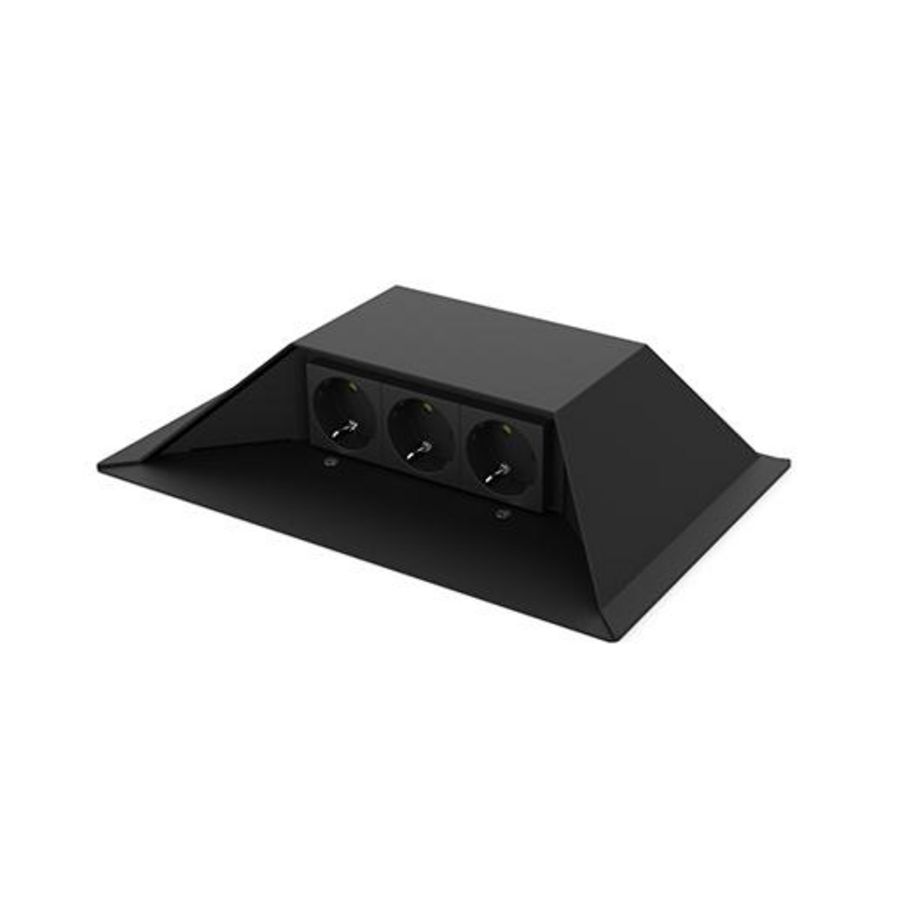 Opvoerzuil zwart 3-voudig 3x wandcontactdoos