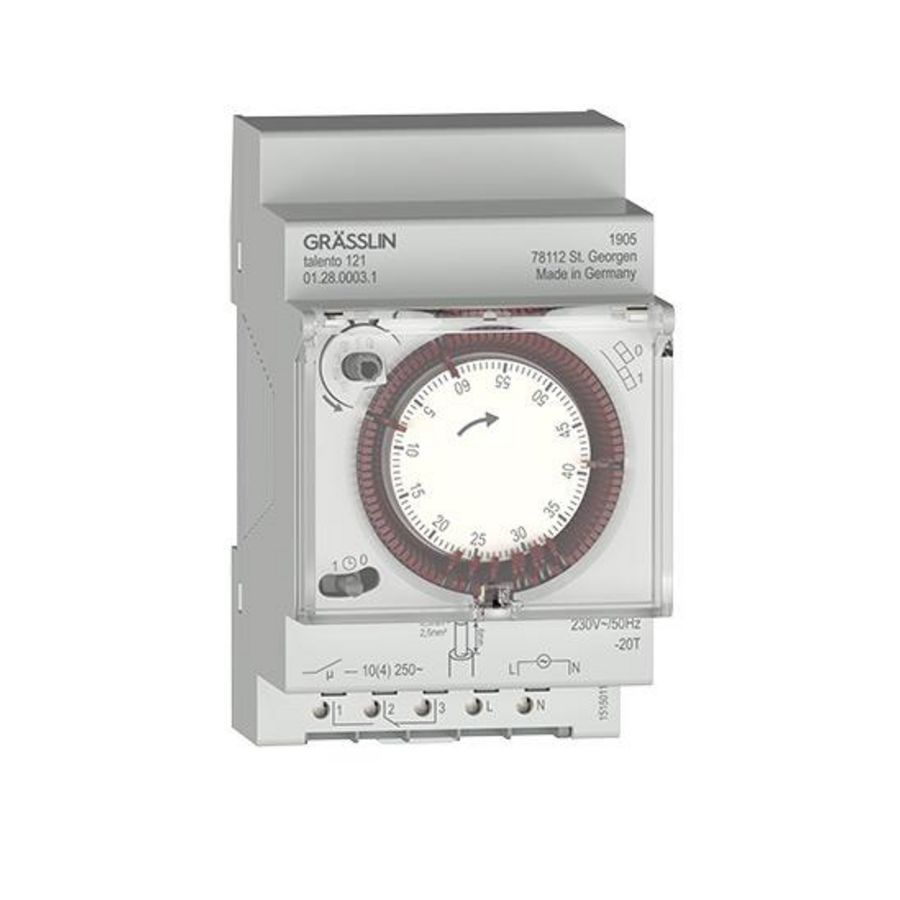 Schakelklok analoog DIN-rail 60min programma 230VAC 50Hz