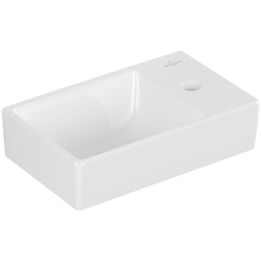 Fontein Avento 360x220mm wasbak links wit met kraangat rechts zonder overloop 