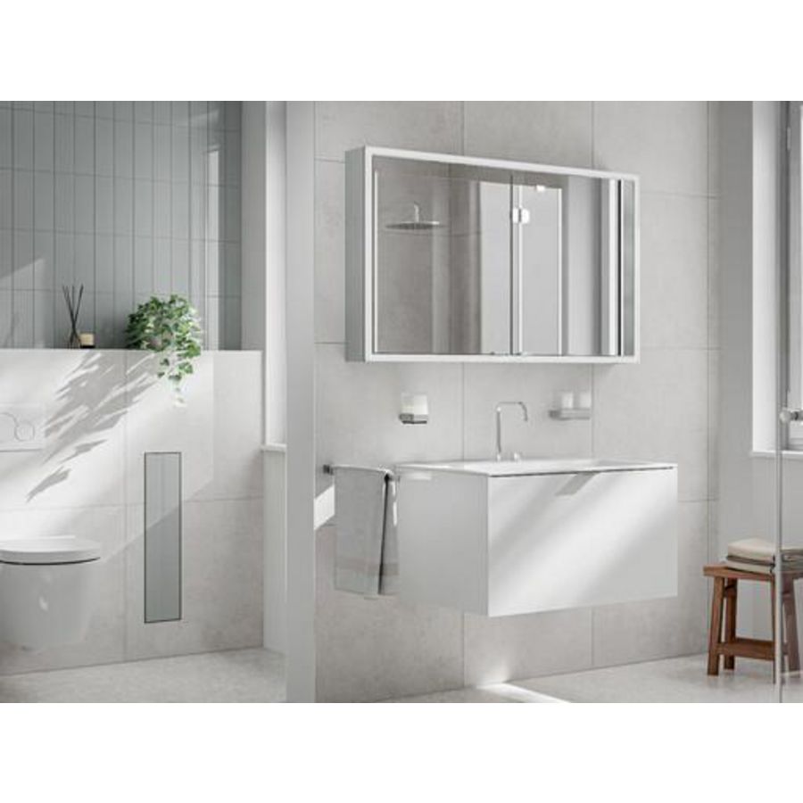 Prime slim LED spiegelkast 1600mm 3 deuren inbouw zwart/wit