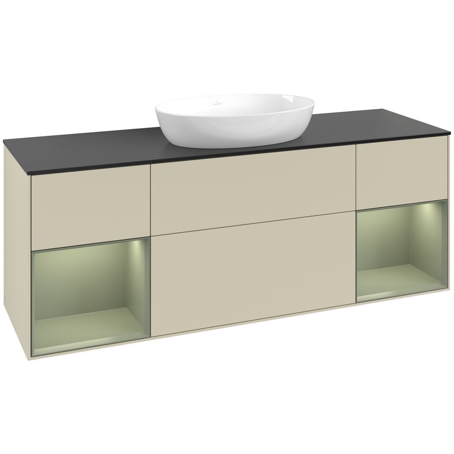 Wastafelonderkast Finion 1600x603x501mm S.Grey Matt Lacquer FD02GMHJ