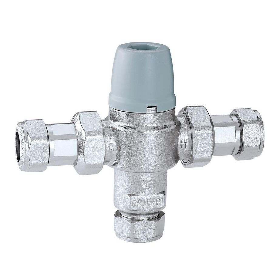 Therm. mengventiel met keerkleppen x22 knel 30-50 gr.c