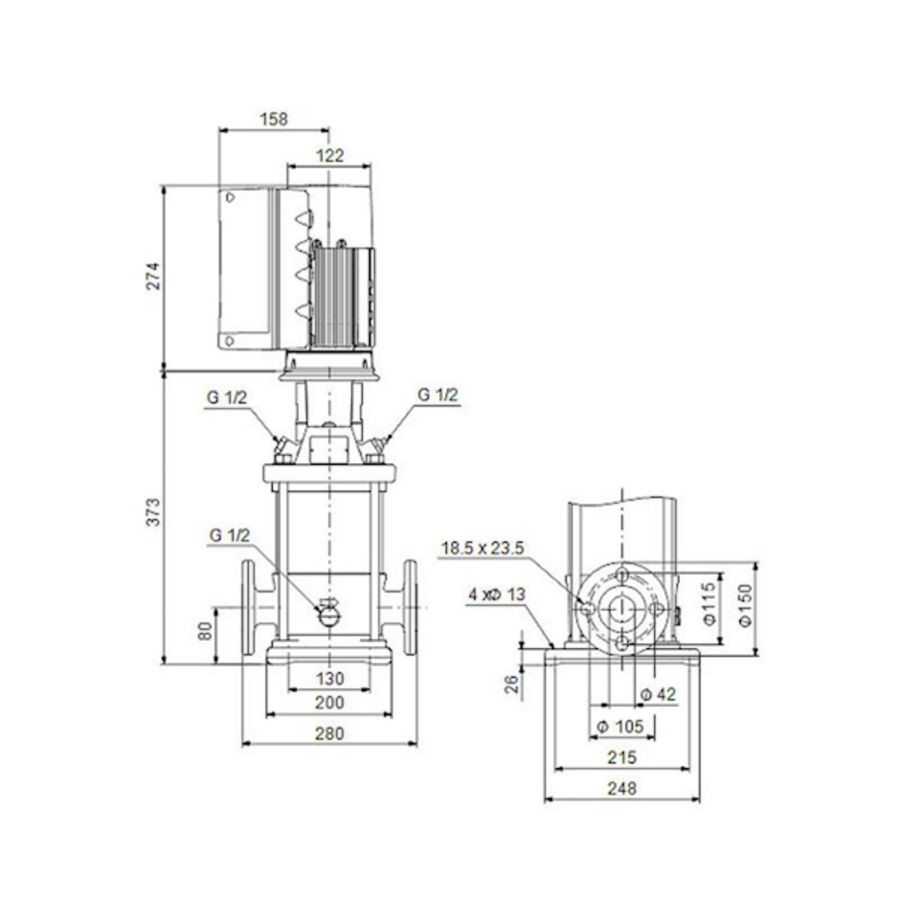 Centrifugaalpomp CRNE10-02 A-FGJ-G-E-HQQE 3x380-500 60 HZ