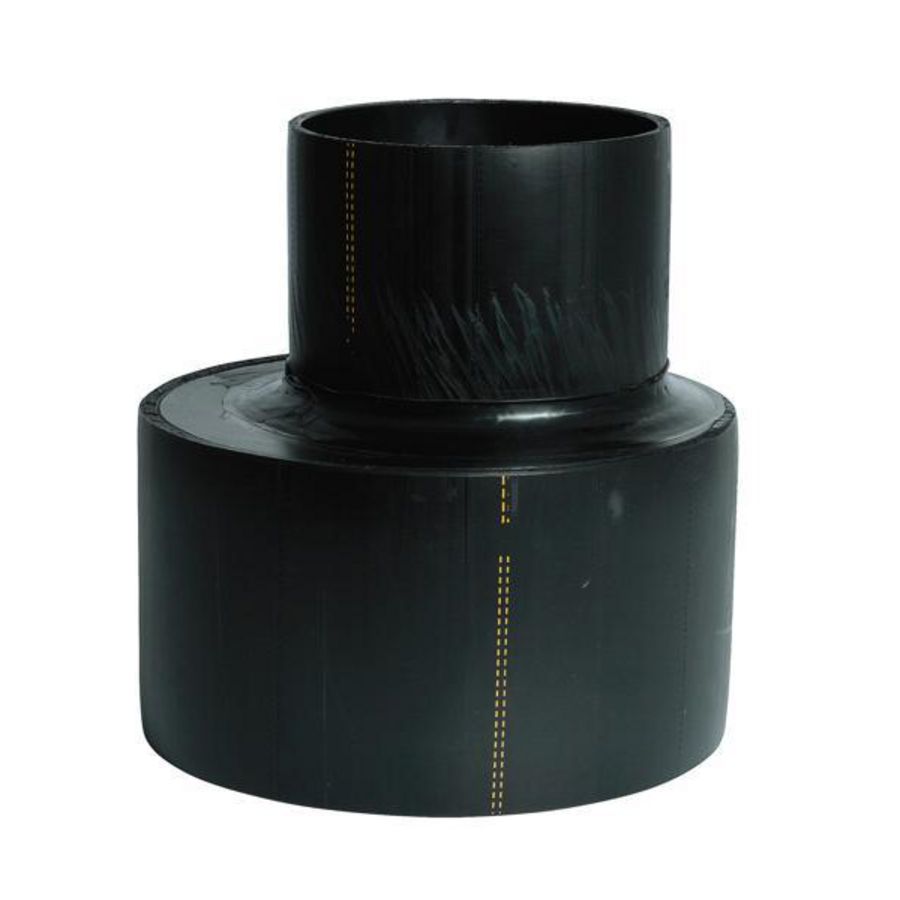 PE excentrisch verloop lang 250x160mm PN4 zwart