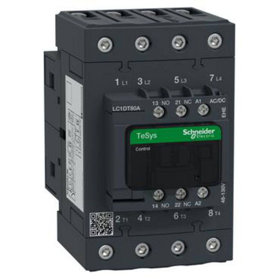 Contactor TeSys Deca 4P 80A 440V AC1 48-130V ACDC EverLink