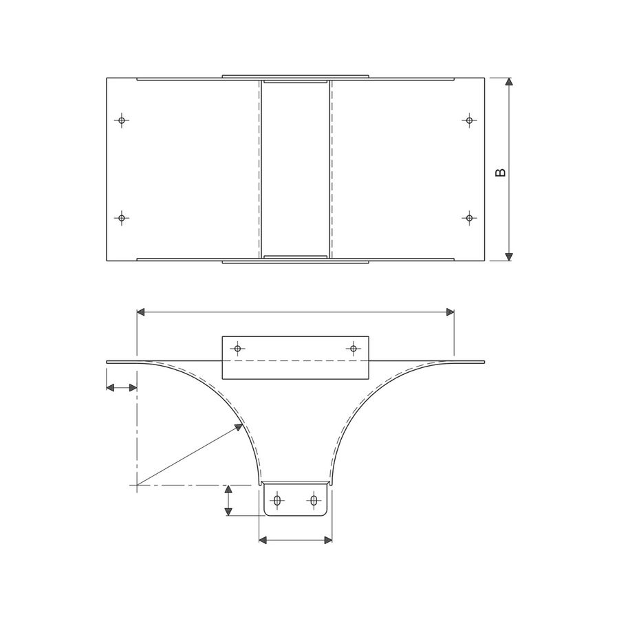 Aftak T-stuk vertikaal Lock OK6 H120 B220 RVS 304