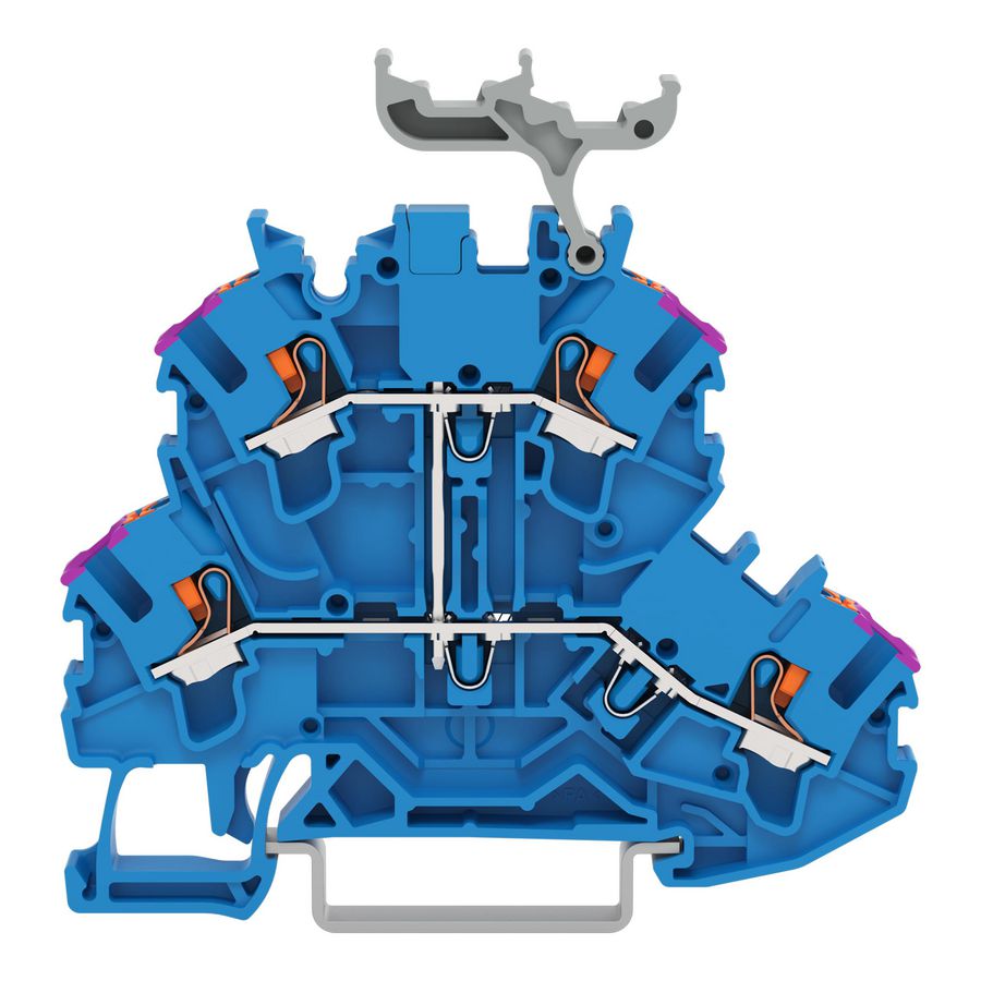 2-etageklem Met drukknop 4-draads rijgklem blauw VVE=50