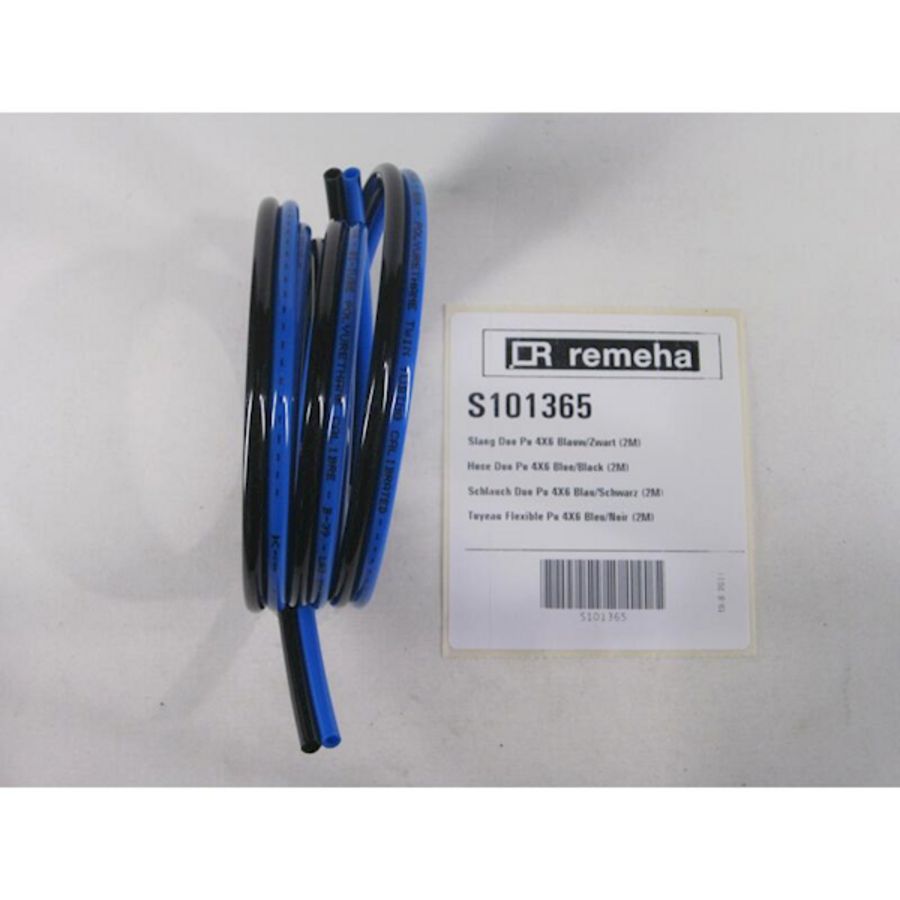 Slang 2m. DUO PU 4x6 blauw/zwart Gas2000(m)-3000-6000(ECO)