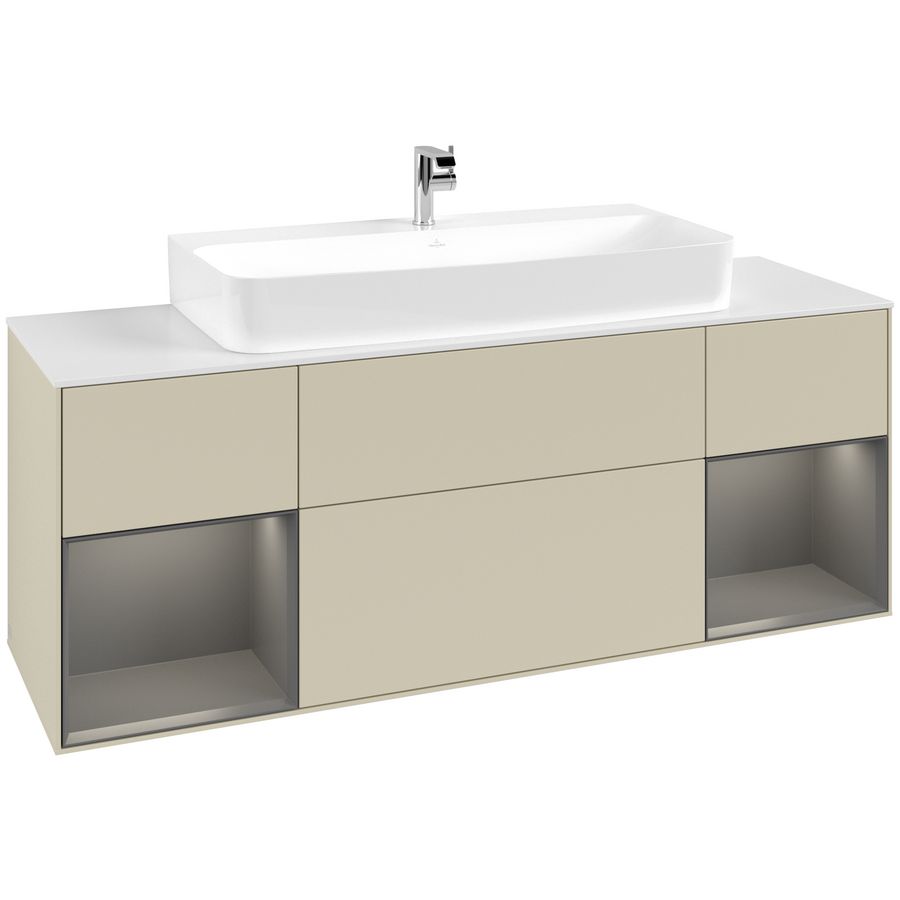 Wastafelonderkast Finion 1600x603x501mm S.Grey Matt Lacquer G211GKHJ