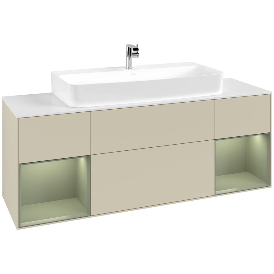 Wastafelonderkast Finion 1600x603x501mm S.Grey Matt Lacquer G211GMHJ