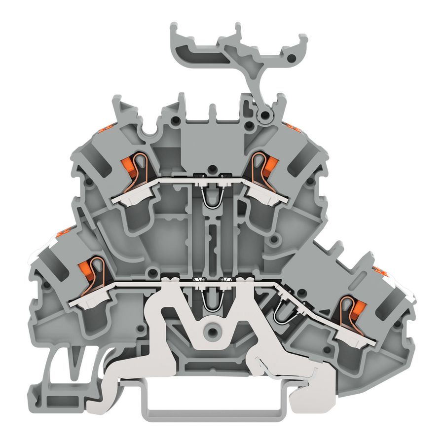 2-etageklem Afscherm-/rijgklem Met drukknop grijs VVE=50