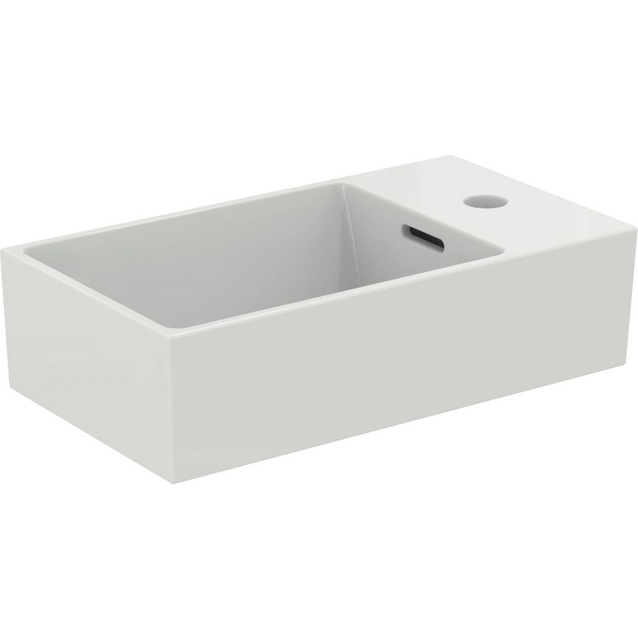EXTRA fontein 45x25cm rechts met kraangat met overloop wit