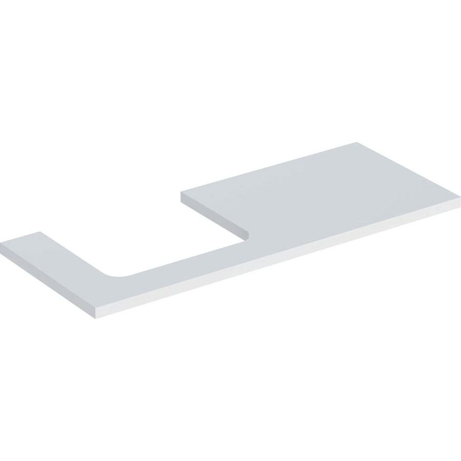 Wastafelblad voor opzetwastafel 120cm mat wit uitsparing rechthoekig links ONE