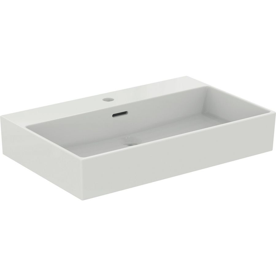 EXTRA wastafel 70cm met kraangat met overloop wit ideal plus