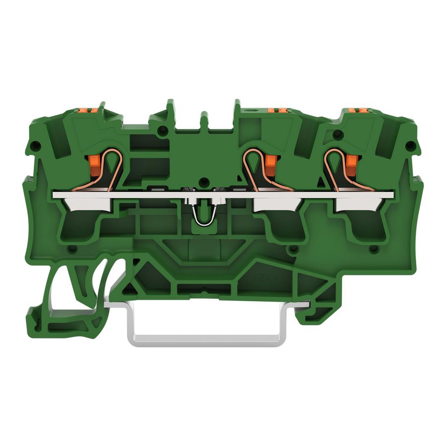 3-draads rijgklem Met drukknop 4mm² groen VVE=50