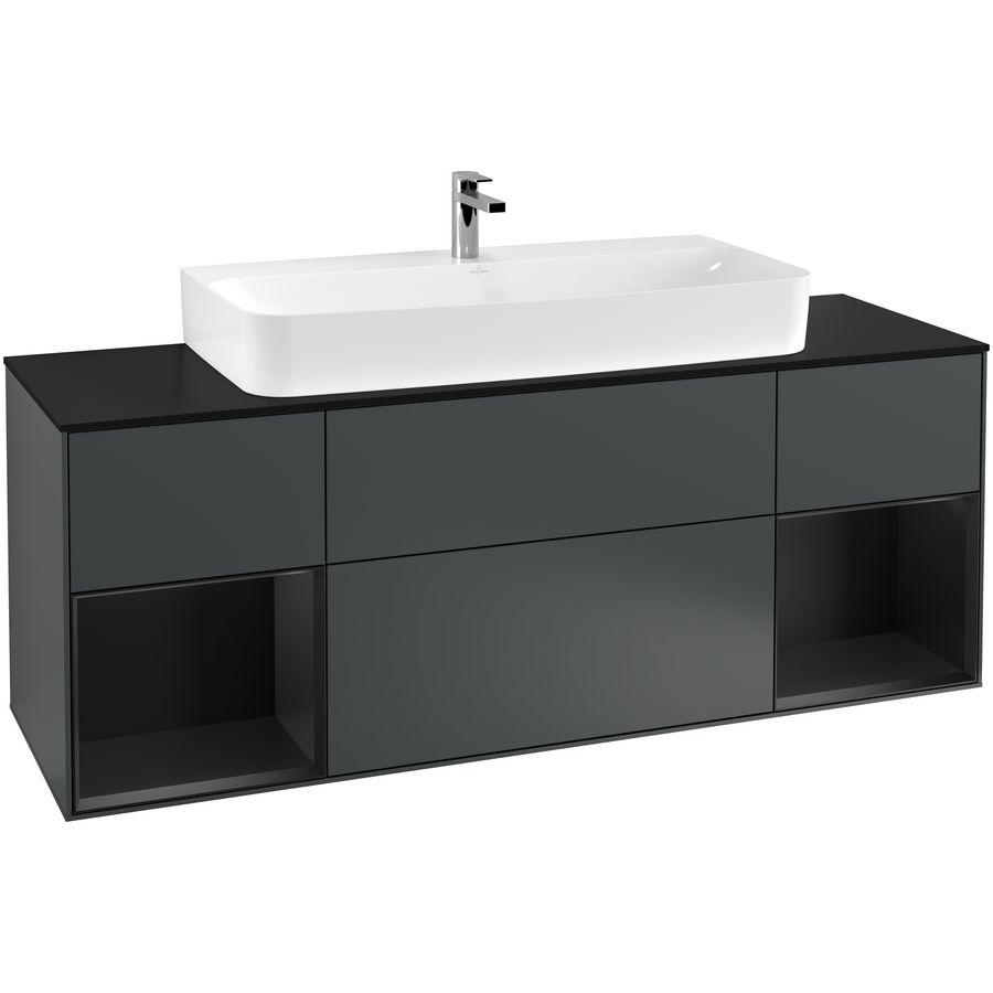 Wastafelonderkast Finion 1600x603x501mm Mid.Blue Matt Lacquer G212PDHG