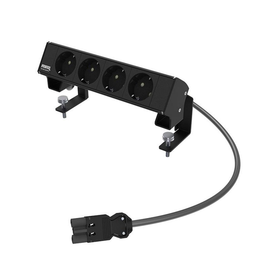 Ampère bureau opbouwunit zwart 4x wandcontactdoos