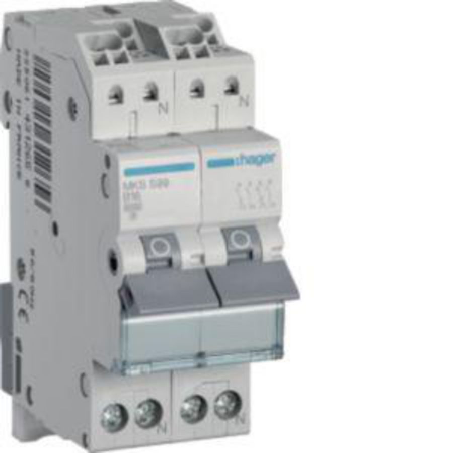 Installatieautomaat fornuisgroep 2x 1-polig + Nul 16A 6 kA quickconnect