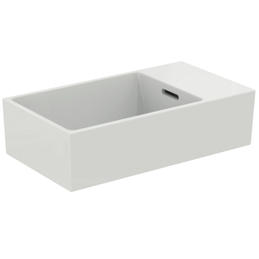 EXTRA fontein 45x25cm rechts zonder kraangat met overloop gesl. wit Ideal Plus