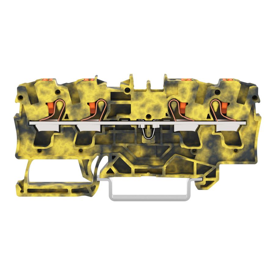 4-draads rijgklem Met drukknop 4mm² donkergrijs/geel VVE=50