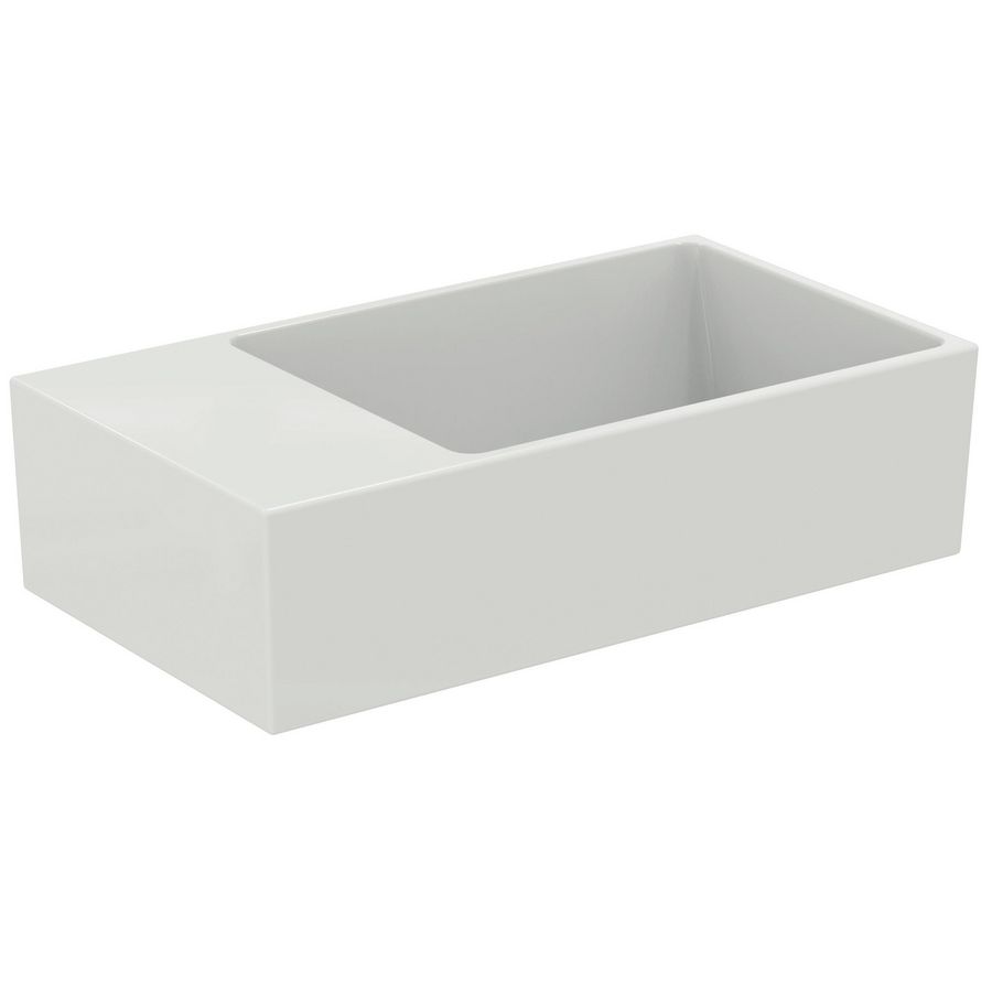 EXTRA fontein 45x25cm links zonder kraangat met overloop gesl. wit Ideal Plus
