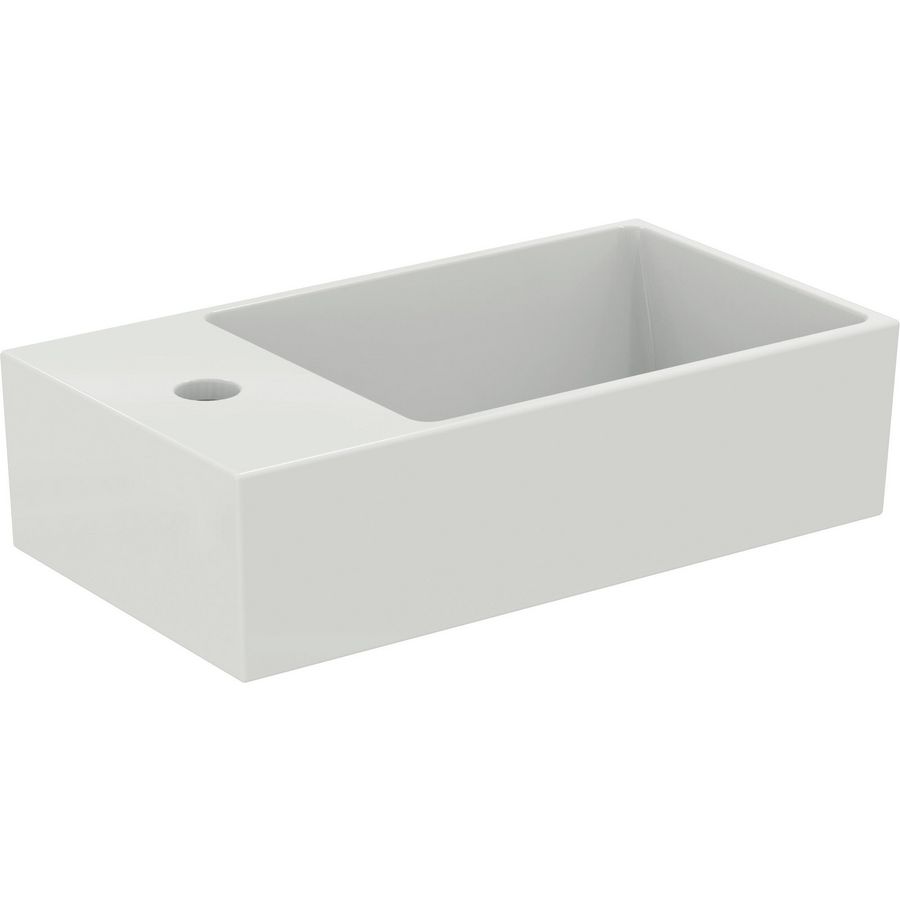 EXTRA fontein 45x25cm links met kraangat met overloop gesl. wit