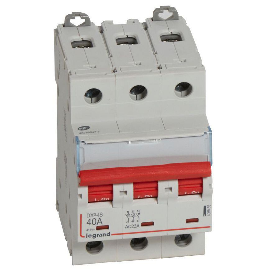 Lastschakelaar DX3 3-polig 40A rode hendel